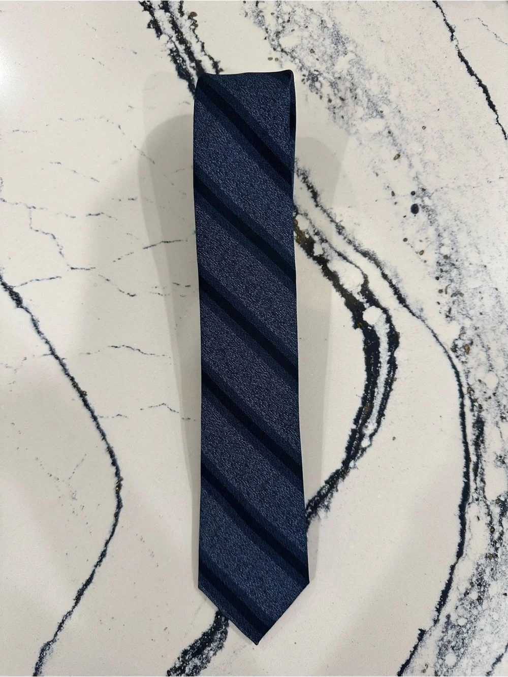 Bar III Blue and Navy Textured Diagonal Stripe Tie